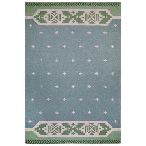 Blue green wool - dhurrie, area