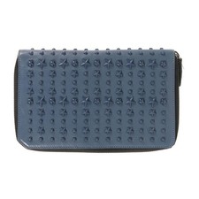 JIMMY CHOO Star Stud Leather Case Wallet/Long Wallet Organizer Pass Card Blue