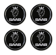 Saab Black Self Adhesive Set of 4 Gel Wheel Centres Choice of Sizes