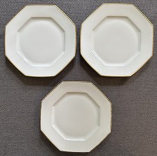Vintage 3 Octagonal 10.25" Plates Gold Trim Limoges France A. Raynaud Ceralene