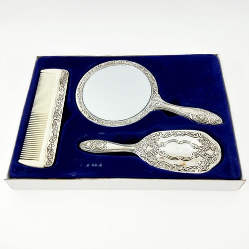 Silver plated dresser set - silver,