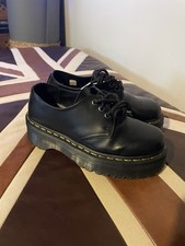 Doc Martens 1461 Quad Platform Sole Smooth Black Leather Shoes Uk5/38 VGC