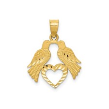 14k Yellow Gold Lovebird Heart