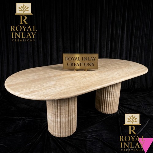 Oval travertine dining table - oval,