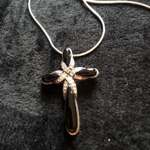 Black onyx and diamond cross