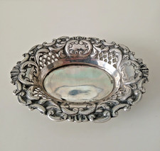 Antique Decorative Solid Silver (800) Repousse Bon Bon Dish Heavy Gauge