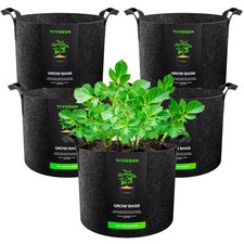 5x Grow Bags 20L Plant Fabric Pot w/Handles for Potato Vegetable Black,5Gallon