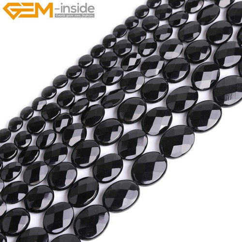Onyx faceted oval black - faceted, agate