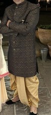 Asian Men Dhoti Salwar Kameez Nehru Suit Worn Once Sherwani, 3 Buttons Missing