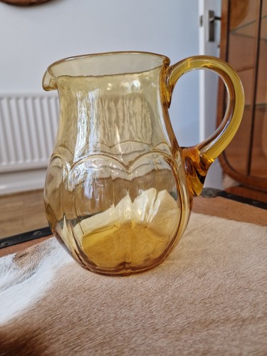 Vintage amber cut glass - amber, 7"