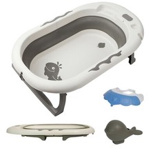 Baby Bathtub Foldable Large Collapsible Toddler Bath Tub with Free Bath Cap Used