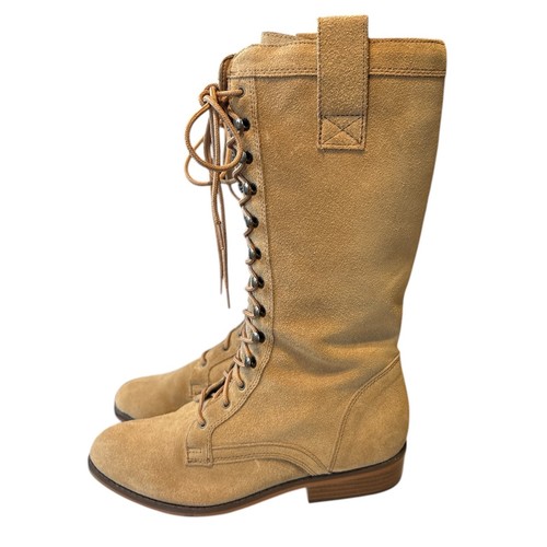 Vintage tan suede lace - suede, up