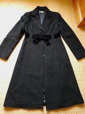 Lk Bennett  Black Wool Coat Uk 10 Fit Flare Aline Boucle Textured vgc