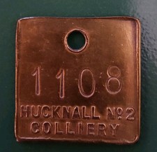 Pre 47 Hucknall No 2 Colliery Pit Check Tally marked Hucknall No 2 Colliery 1108