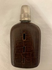 A Large leather bound glass Hip flask with a 8fl oz capacity, in great condition