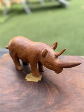 Hand Carved Wood Wooden Rhino