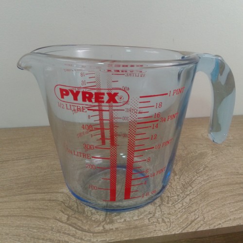 Pyrex blue glass measuring jug - pyrex,