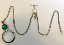 novelty double albert monocle pocket watch chain 5x zoom red green blue