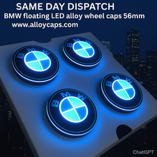 BMW Blue LED X5 Self Lighting Floating Alloy Wheel Hub Caps 56mm Set of 4
