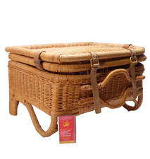 Vintage Folding Wicker Fishing Chair Picnic Basket 46x41x29cm KB5