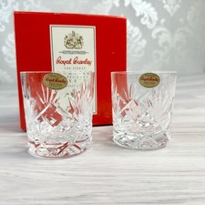 Royal Brierley Full Lead Crystal Tumblers Set of 2 Glasses Never Been Used Xmas