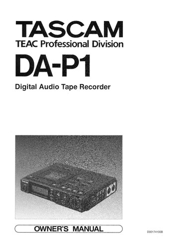 User manual for tascam p1 - manual, da-p1