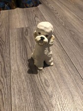 VINTAGE LARGE SYLVAC WHITE POODLE WITH BROWN NOSE / EYES 2968