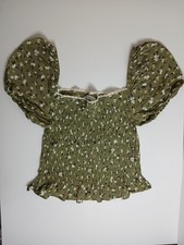 Zara Green Floral Puff Sleeve