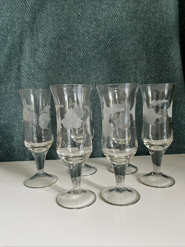 Vintage etched glass - glass, cocktail