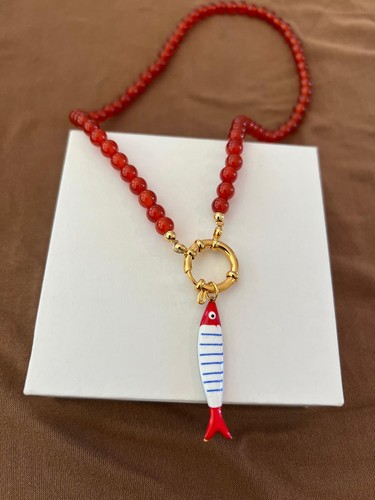 Natural gemstone red carnelian - red,