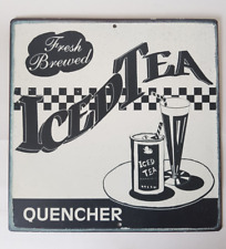 ICED TEA American Diner 30cm Retro Metal Sign Man Cave Bar Kitchen Etc GOOD COND