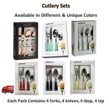 Cutlery Set Sabichi Elkie 16Piece Stainless Steel Plastic Handle Dishwasher Safe