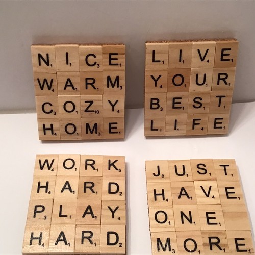 Coaster set scrabble tile - scrabble,