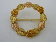 Black Hills 10k & 12k Gold Leaves Wreath Brooch By Landstrom's