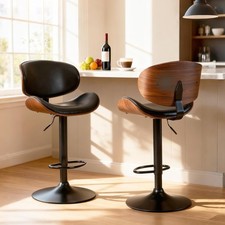 2Pcs Swivel Bar Stools,PU
