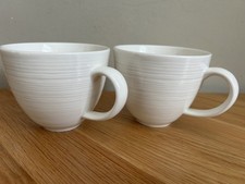 2 x Denby Ripple Mugs White /