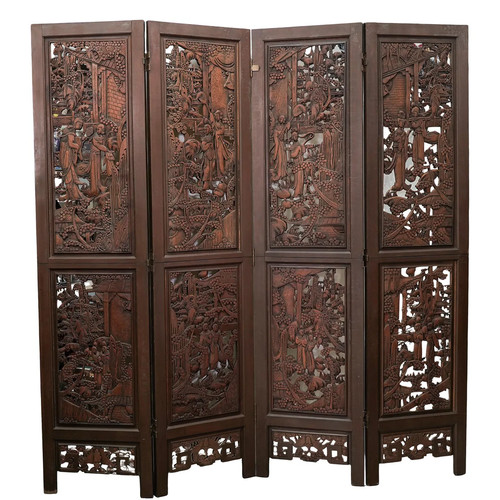 Chinese ornately carved wood - carved,
