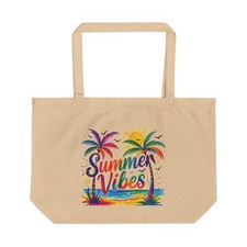 Summer vibes beach scene tote - summer,