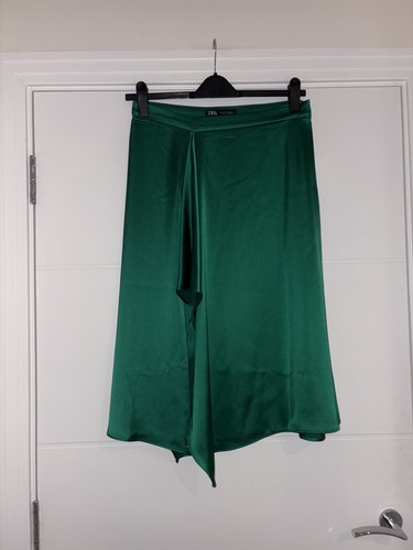 Zara green satin ruffle skirt - ruffle,