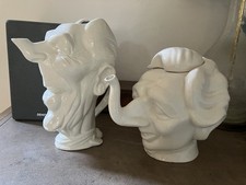 Pair Of Original Charicature Teapots Of Margaret Thatcher And Ronald Reagan