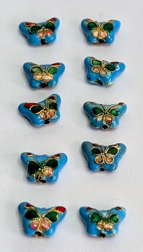 Cloisonne butterfly beads - 10,