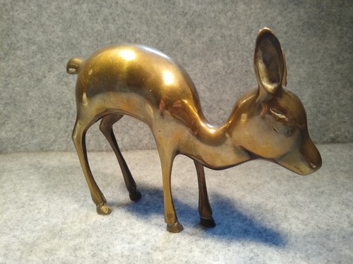 Brass doe deer figurine mid - brass,