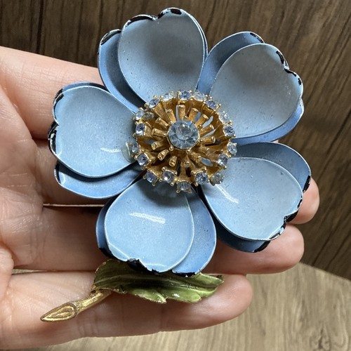 Vintage blue enamel flower - vintage,