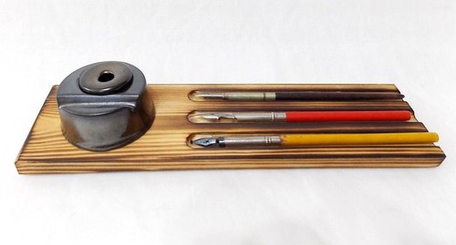 Calligraphy inkwell triple - +,