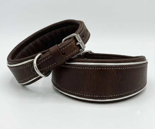 Leather whippet collar grey - collar,