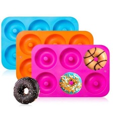 Onlineforu LTD Silicone Donut Mould 6-Cavity – Non Stick Heat Resistant Bakeware