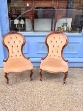 Pair antique walnut parlour - of,