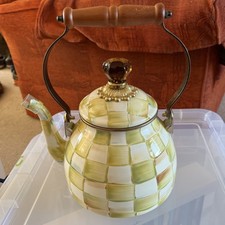 Mackenzie Childs Parchment Check 2 Quart Stove Top Kettle New Discontinued £180