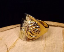 Gold Plated Spoon Wrap Ring Rose Flower Design *READ DESCRIPTION *