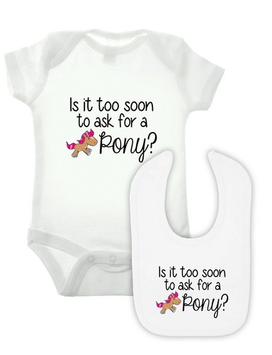 Pony babygrow and bib - pony,